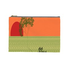 Sunset Orange Green Tree Sun Red Polka Cosmetic Bag (large) 