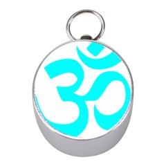 Hindu Om Symbol (cyan) Mini Silver Compasses by abbeyz71