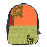 Sunset Orange Green Tree Sun Red Polka School Bags (XL)  Front