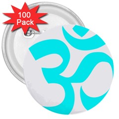 Hindu Om Symbol (cyan) 3  Buttons (100 Pack)  by abbeyz71