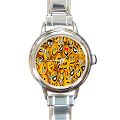 Smileys Linus Face Mask Cute Yellow Round Italian Charm Watch