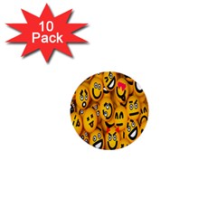 Smileys Linus Face Mask Cute Yellow 1  Mini Buttons (10 Pack) 