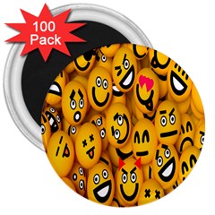 Smileys Linus Face Mask Cute Yellow 3  Magnets (100 Pack)