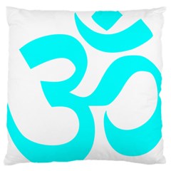 Hindu Om Symbol (cyan) Large Cushion Case (two Sides) by abbeyz71