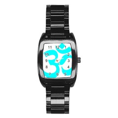 Hindu Om Symbol (cyan) Stainless Steel Barrel Watch by abbeyz71