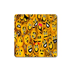 Smileys Linus Face Mask Cute Yellow Square Magnet by Mariart