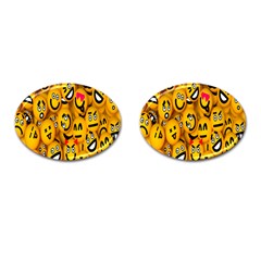 Smileys Linus Face Mask Cute Yellow Cufflinks (oval) by Mariart