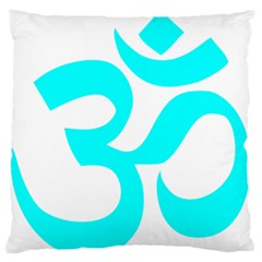 Hindu Om Symbol (cyan) Large Flano Cushion Case (one Side) by abbeyz71