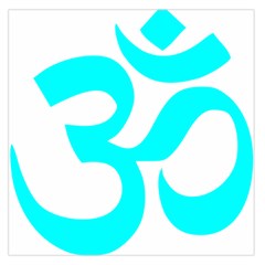 Hindu Om Symbol (cyan) Large Satin Scarf (square) by abbeyz71