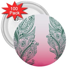 Toggle The Widget Bar Leaf Green Pink 3  Buttons (100 Pack)  by Mariart