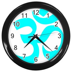 Aum Om Cyan Wall Clocks (black)