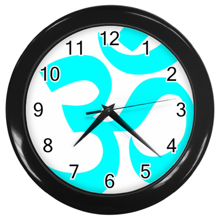 Aum Om Cyan Wall Clocks (Black)