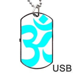 Aum Om Cyan Dog Tag Usb Flash (one Side) by abbeyz71