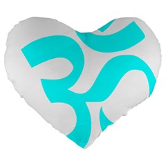 Aum Om Cyan Large 19  Premium Flano Heart Shape Cushions by abbeyz71