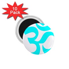 Aum Om Cyan 1 75  Magnets (10 Pack)  by abbeyz71