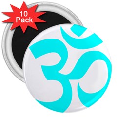 Aum Om Cyan 3  Magnets (10 Pack)  by abbeyz71