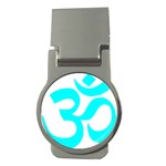 Aum Om Cyan Money Clips (Round)  Front