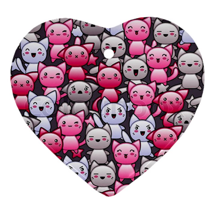 Cute Doodle Wallpaper Cute Kawaii Doodle Cats Ornament (Heart)