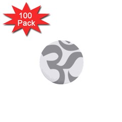 Hindu Om Symbol (light Gray) 1  Mini Buttons (100 Pack)  by abbeyz71