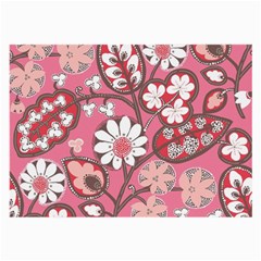 Pink Flower Pattern Large Glasses Cloth (2-side) by Nexatart