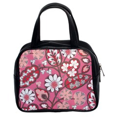 Pink Flower Pattern Classic Handbags (2 Sides) by Nexatart