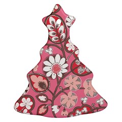 Pink Flower Pattern Ornament (christmas Tree)  by Nexatart