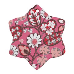 Pink Flower Pattern Snowflake Ornament (two Sides) by Nexatart