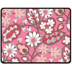 Pink Flower Pattern Double Sided Fleece Blanket (medium) 