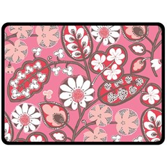 Pink Flower Pattern Double Sided Fleece Blanket (large)  by Nexatart