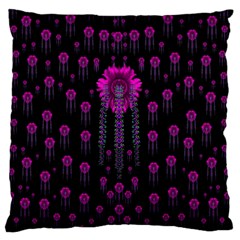 Wonderful Jungle Flowers In The Dark Large Flano Cushion Case (one Side) by pepitasart