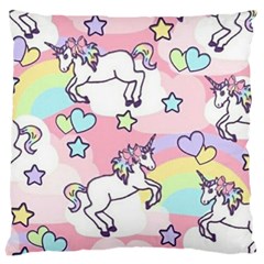 Unicorn Rainbow Large Cushion Case (one Side) by Nexatart