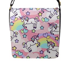 Unicorn Rainbow Flap Messenger Bag (l)  by Nexatart