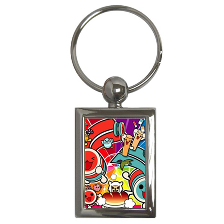 Cute Doodles Wallpaper Background Key Chains (Rectangle) 