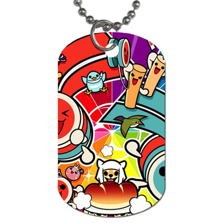 Cute Doodles Wallpaper Background Dog Tag (Two Sides)