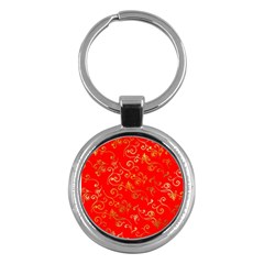 Golden Swrils Pattern Background Key Chains (round)  by Nexatart