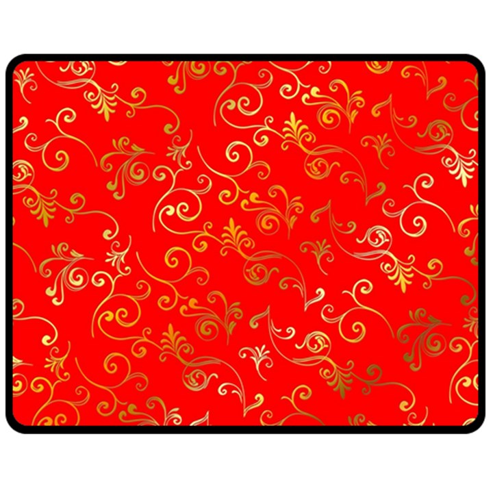 Golden Swrils Pattern Background Double Sided Fleece Blanket (Medium) 