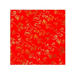 Golden Swrils Pattern Background Small Satin Scarf (square)