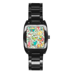 Summer Up Pattern Stainless Steel Barrel Watch