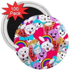 Cute Cartoon Pattern 3  Magnets (100 Pack) by Nexatart