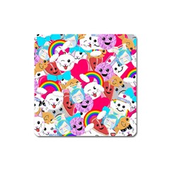 Cute Cartoon Pattern Square Magnet by Nexatart