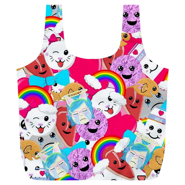 Cute Cartoon Pattern Full Print Recycle Bags (L) 