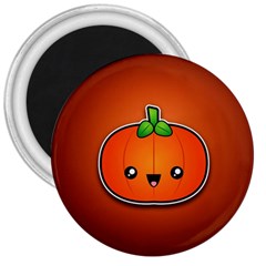 Simple Orange Pumpkin Cute Halloween 3  Magnets by Nexatart