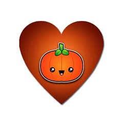 Simple Orange Pumpkin Cute Halloween Heart Magnet by Nexatart