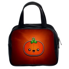Simple Orange Pumpkin Cute Halloween Classic Handbags (2 Sides) by Nexatart