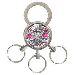 0 Sad War Kawaii Doodle 3-Ring Key Chains