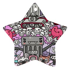 0 Sad War Kawaii Doodle Star Ornament (Two Sides)