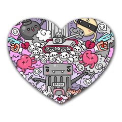 0 Sad War Kawaii Doodle Heart Mousepads