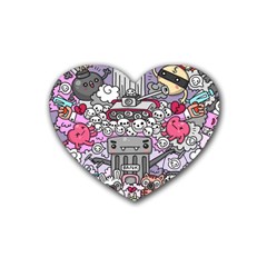 0 Sad War Kawaii Doodle Heart Coaster (4 pack) 