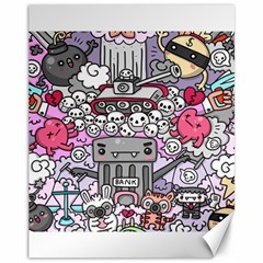 0 Sad War Kawaii Doodle Canvas 11  x 14  