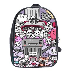 0 Sad War Kawaii Doodle School Bags (XL) 